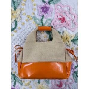 Bath & Body Works Canvas Orange Leather Trim Handle Bag Women's Accessory